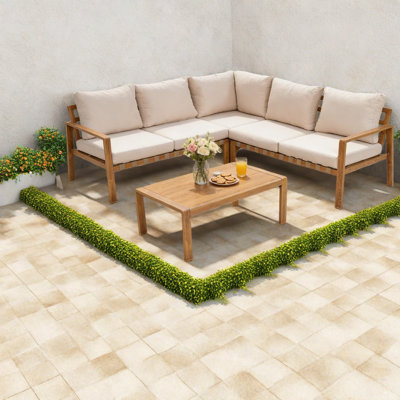 Space Saving Patio Sofas, Aluminum Wood Look Modern Set For Home