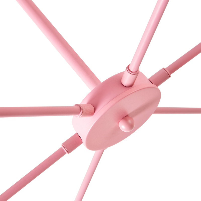 angelo:HOME Lane 6 Light Modern Spoke Chandelier in Multiple Color-ways, Pink