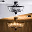 Plafonnier semi-encastré moderne en métal et cristal noir mat de 20 po à 4 lumières pour salon / chambre à coucher-1018939652