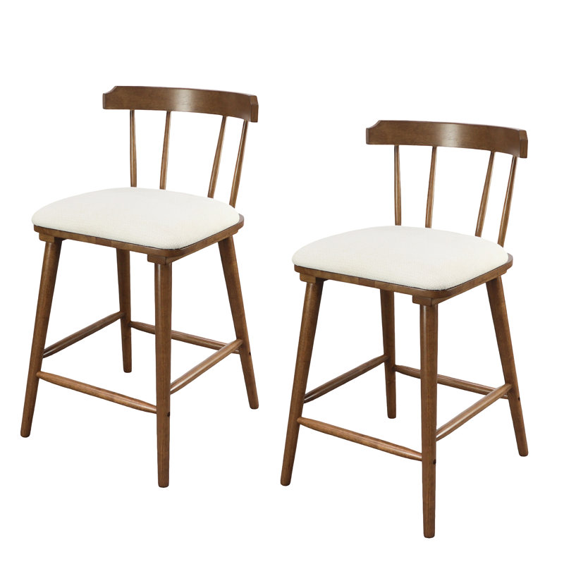 Tabouret de comptoir rembourré Alva, Noyer