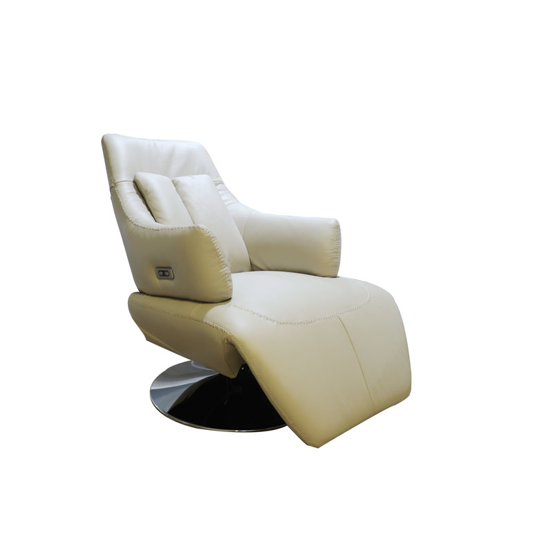 Bernardo Leather Swivel Power Recliner, Sand Genuine Leather