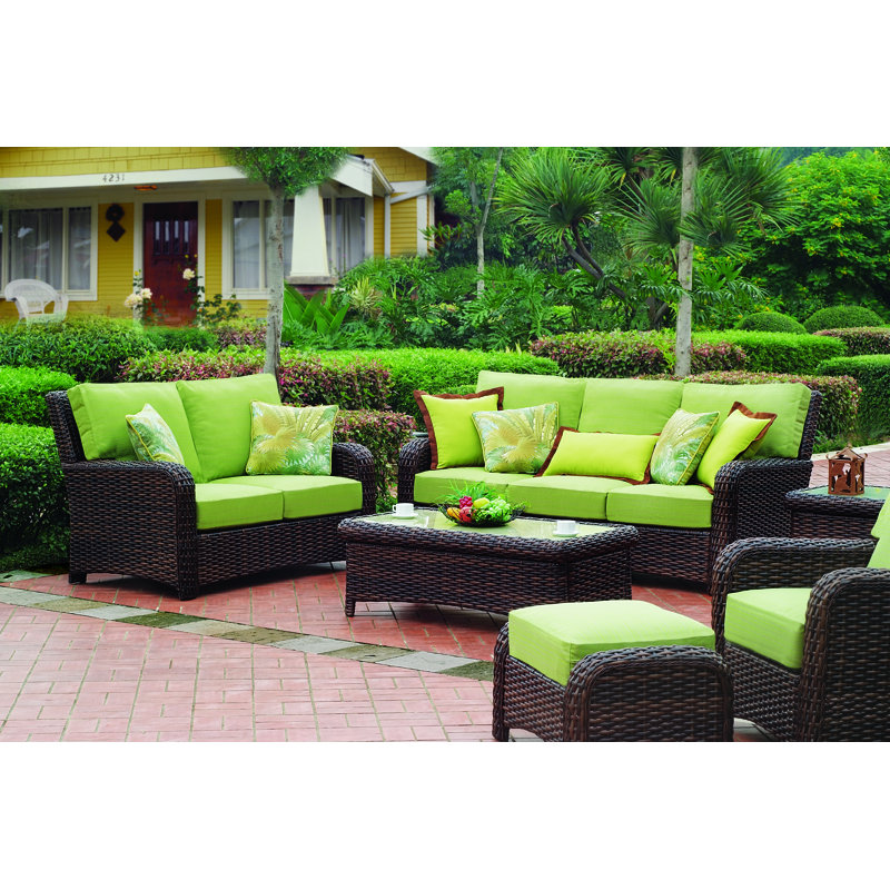 Repose-pieds avec coussin Chorio, Sunbrella® ‑ Dupione péridot