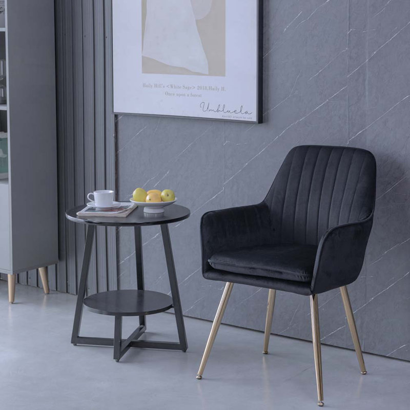 Chaises d'appoint avec pieds en métal, Noir