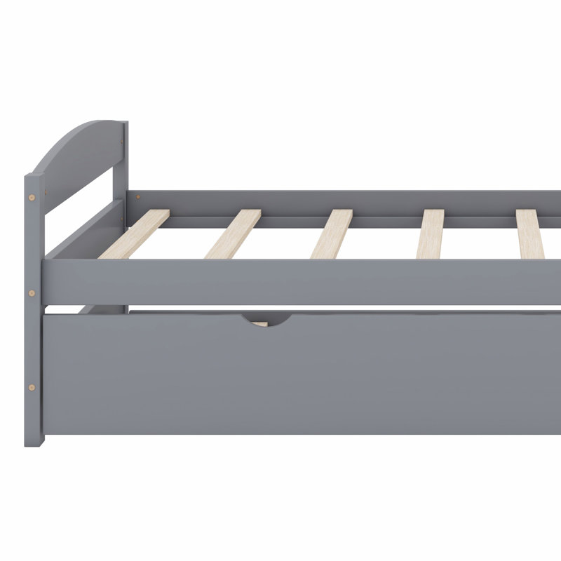Platform Bed With Trundle Bed, Gray