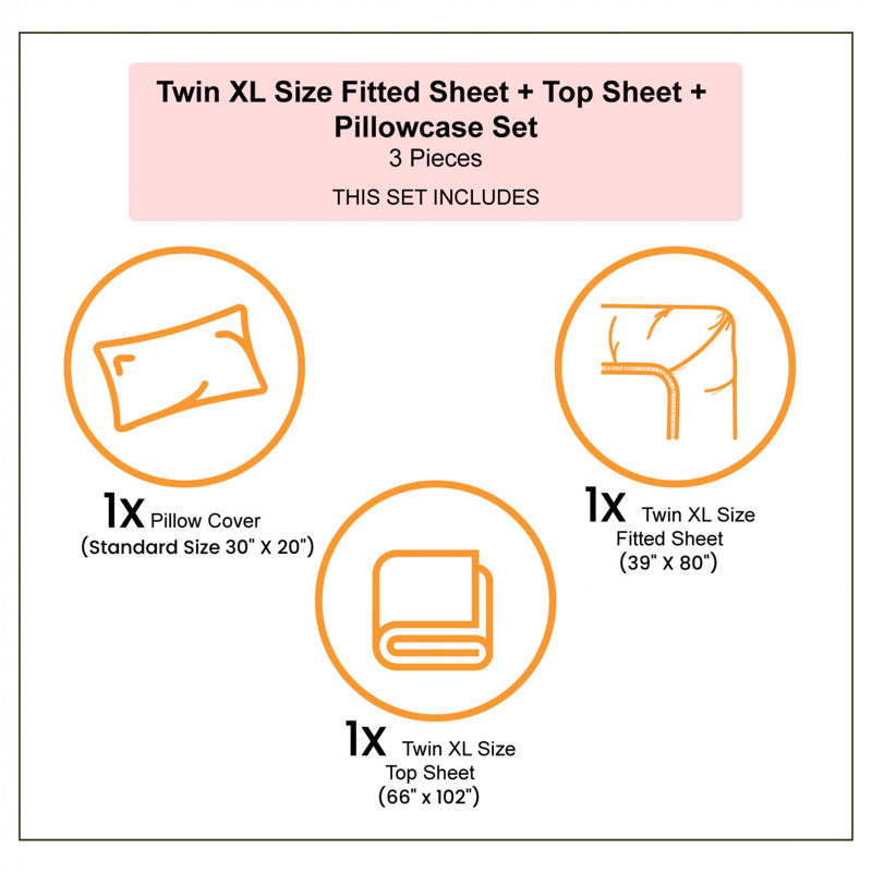 Microfiber Sheet Set, Twin XL Sheet Set + Fitted Sheet + 1 Pillowcase