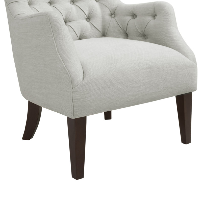 Fauteuil d'appoint à oreilles capitonné Hannah, Albâtre Kara