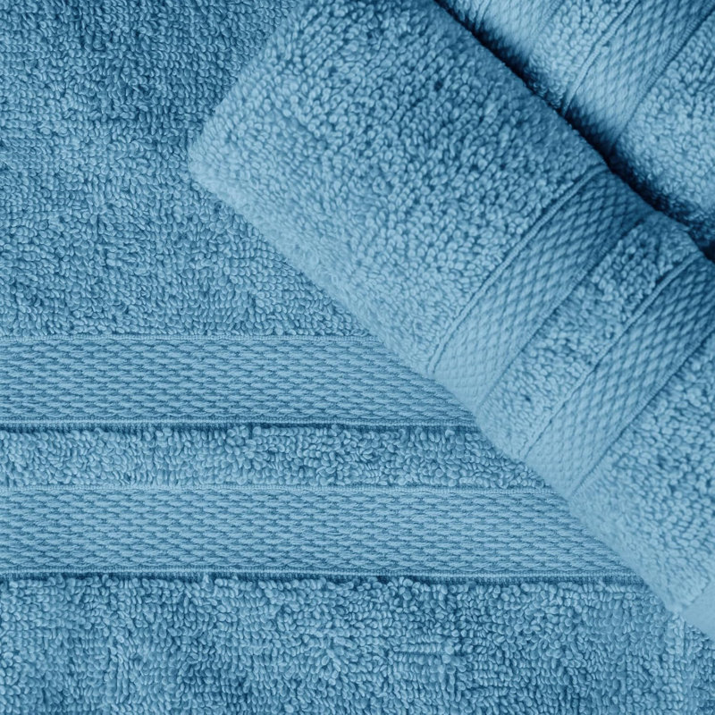 Ensemble de serviettes 3 pièces 100% coton Charie, Bleu denim