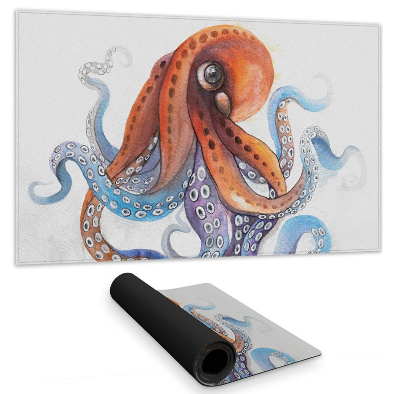 Funny colorful octopus - 14.00"x24.25" Desk mat