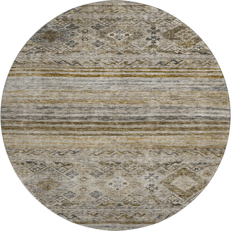 Premium Machine Washable Jaylin AMF1219 Global Rug, Round 8'