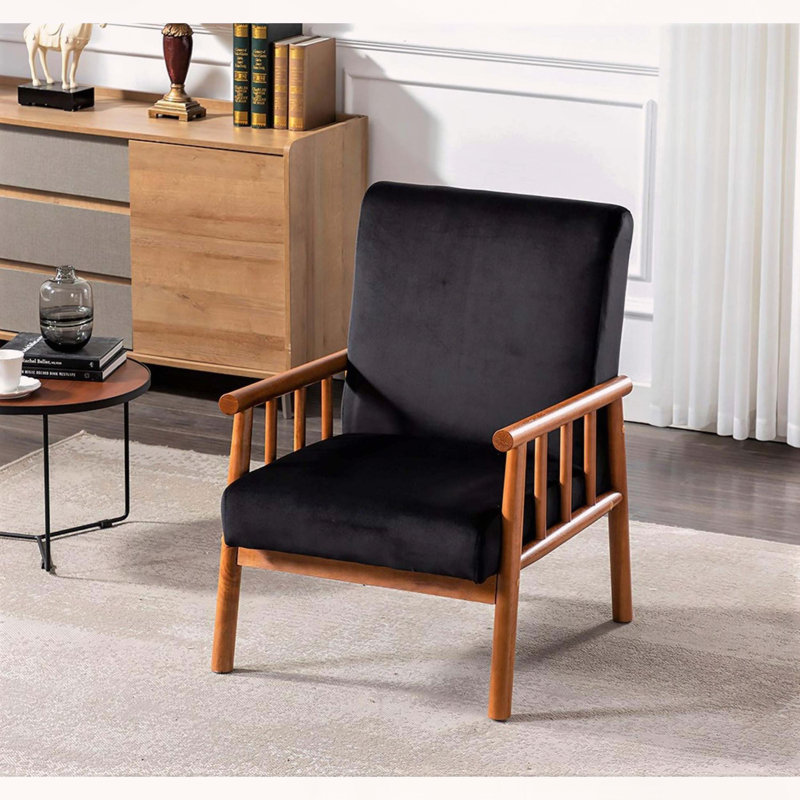 Fauteuil classique classique Mid-Century, noir, Black