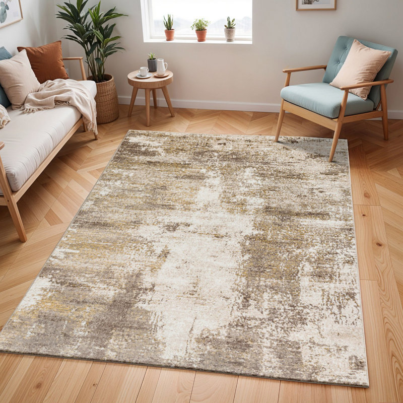 Brown Modern Rug, Abstract Stain Resistant Easy to Clean Rug For Living Room, Dining Room, Bedroom, Kitchen
