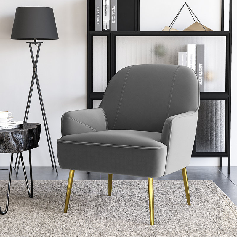 Ebenezer Velvet Armchair, Grey