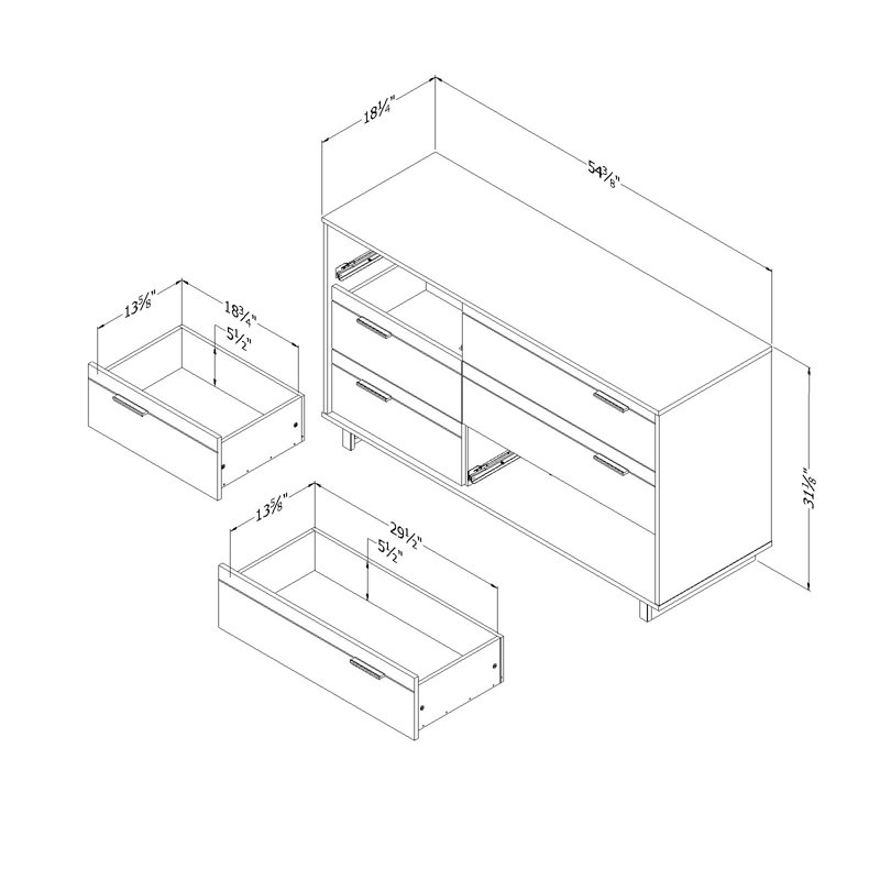 Commode à 6 tiroirs Fynn, Chêne d'hiver / non robuste
