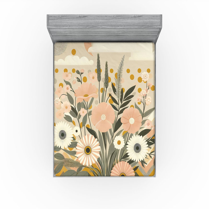 Microfiber Floral Fitted Sheet, Queen