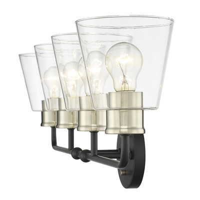 3 lumières 23 po Éclairage pour meuble-lavabo moderne noir mat et doré