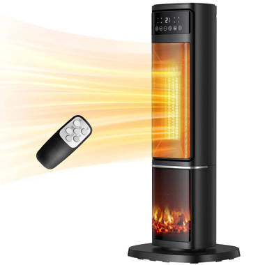 14.5 Mini Portable Electric Fireplace, 750W/1500W Tabletop Stove Heater with 3D Flame & Remote Control, Walnut