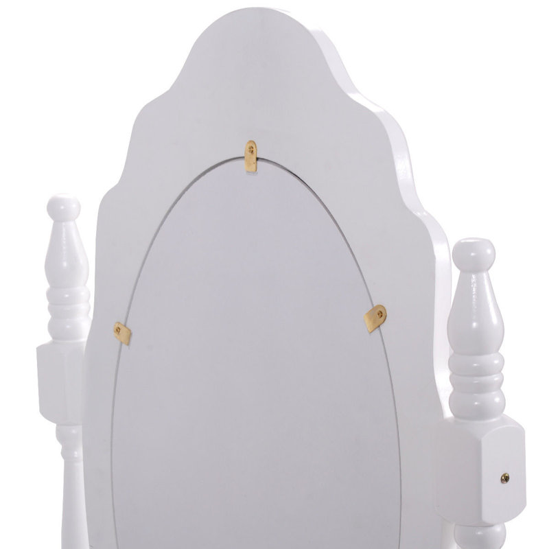 Ensemble coiffeuse avec tabouret et miroir Kaniel, Blanc