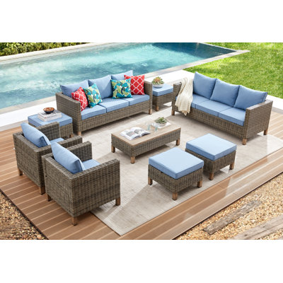 Ensemble de conversation modulaire 9 pièces avec coussins Duponta