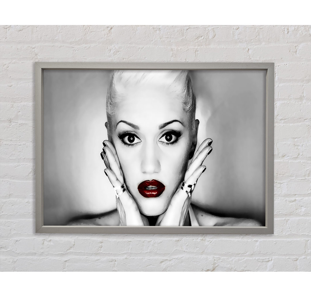 Gwen Stefani Red Lips - Einzelne Bilderrahmen Kunstdrucke auf Leinwand