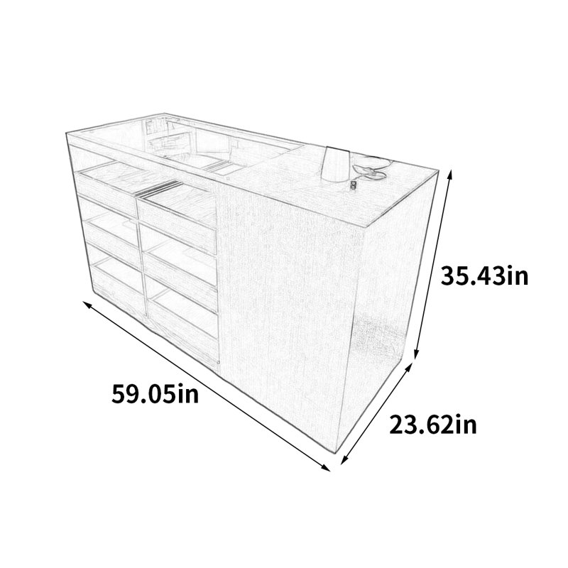 Armoire pour îlot Fashion, H 35,43 po x l 59,05 po x P 23,62 po