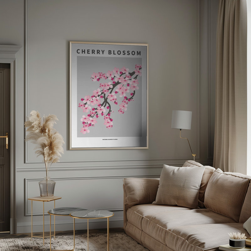 «Cherry blossom», art mural texturé encadré, Blanc, H 40 po x l 30 po