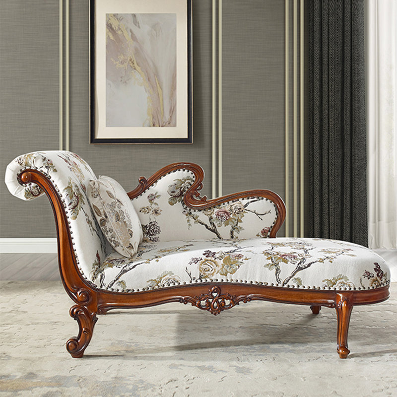 Élégante chaise longue décontractée en bois massif pour la maison, Accoudoir à gauche (vu de face)
