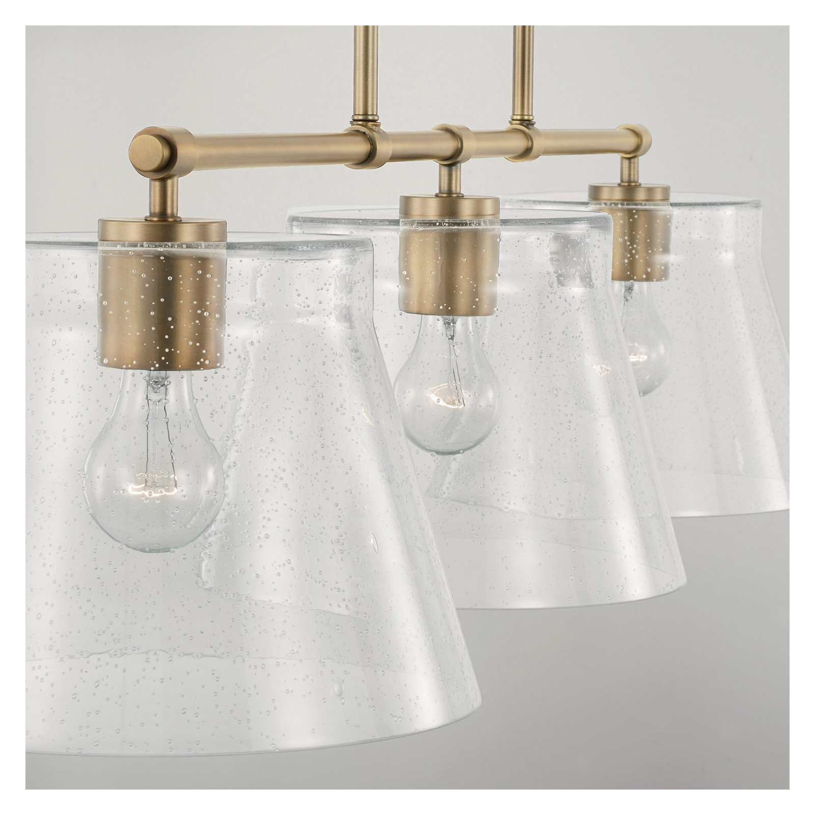 Alorie 3 Light Glass Dimmable Pendant, Aged Brass