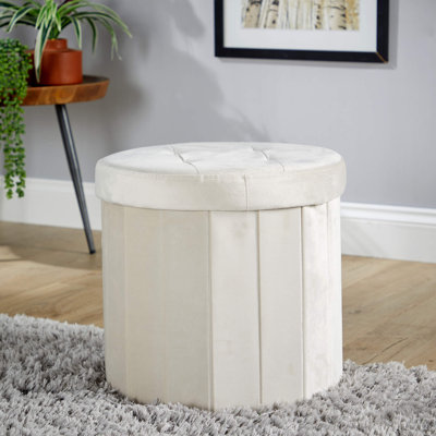 Rojelio 38cm Wide Velvet Tufted Round Storage Standard Ottoman