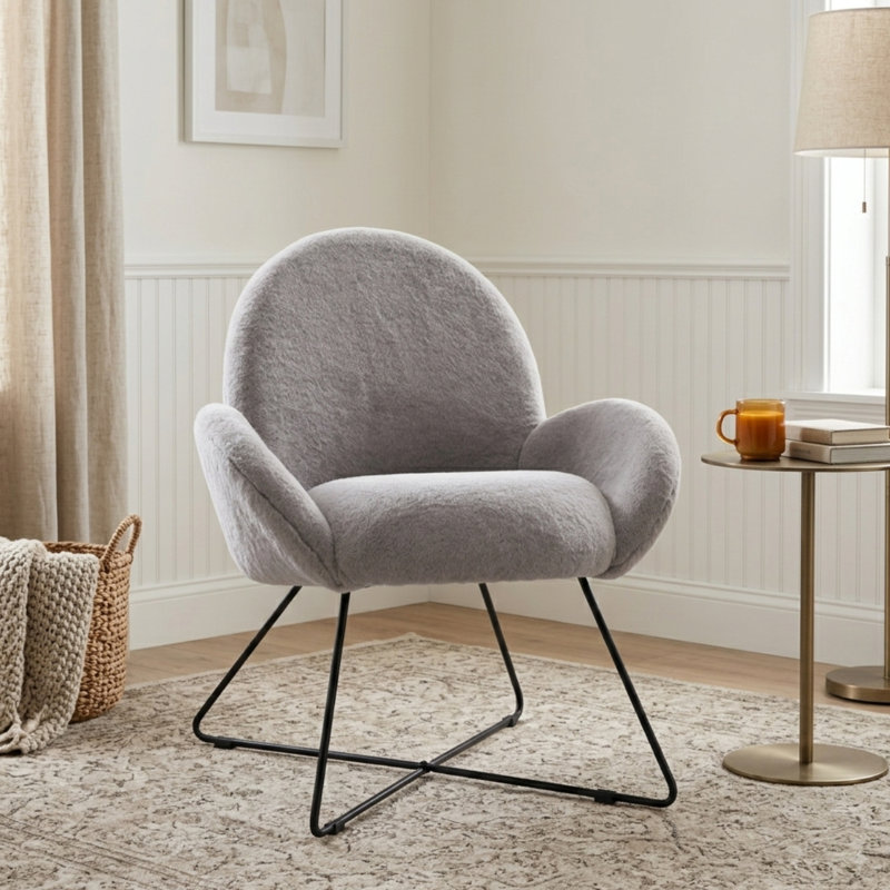 Kosmoski Upholstered Slipper Chair, Gray