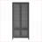 Cabinets with 4 Waffle-Grids Glass Doors 5 Shelves | 31.5W x 13.8D x 71H Black Steel Freestanding Storage | Modern | Home Office