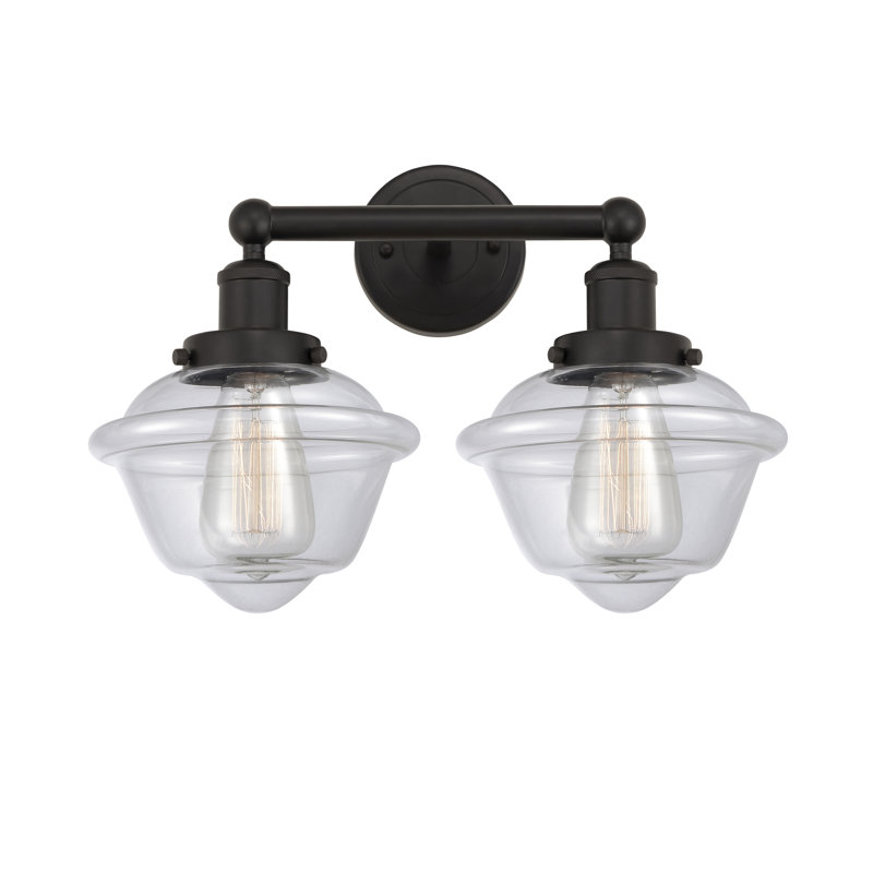 Éclairage pour meuble-lavabo à 2 lumières à intensité variable Grourke, Transparent, Bronze huilé