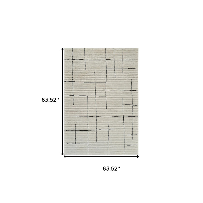 5' x 8' Red Abstract Stain-Resistant Synthetic Area Rug