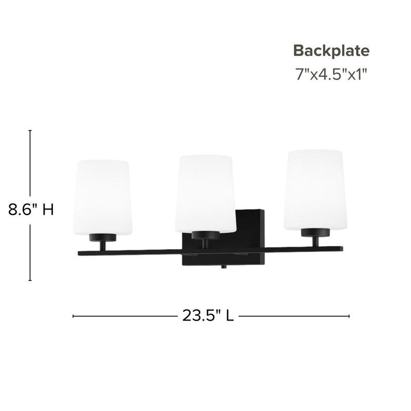 Allaire Plug & Play 3-Light Vanity Light in Transitional and Modern Style-8.57 Inches Tall and 23.5 Inches Wide