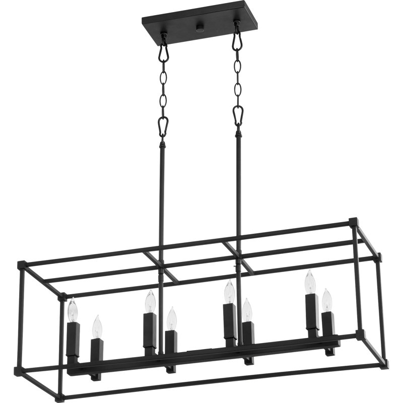 Luminaire suspendu linéaire à 8 lumières pour îlot de cuisine Analie, Noir