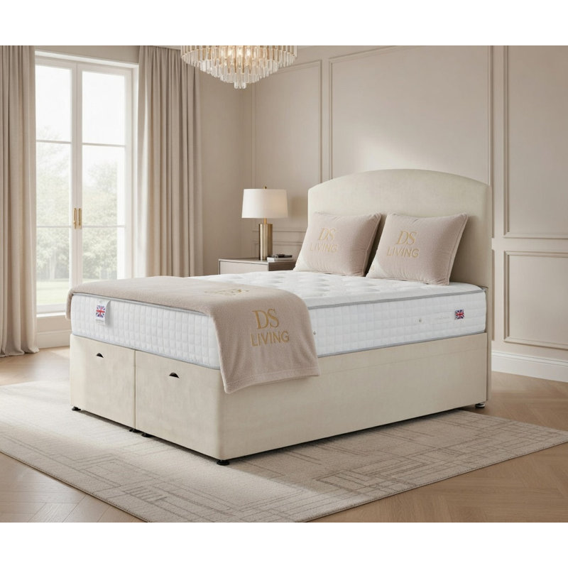 Upholstered Ottoman Bed, Super King, Cream