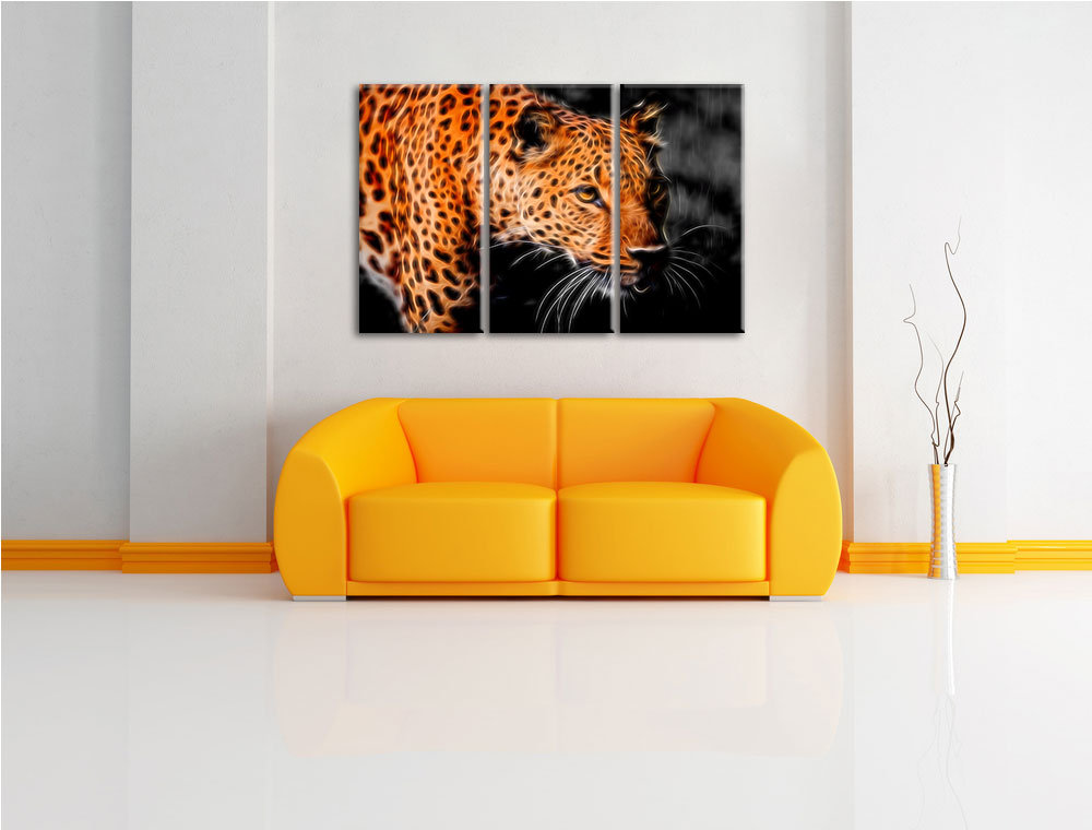 3-tlg. Leinwandbilder-Set „Schlauer Leopard“, Grafikdruck