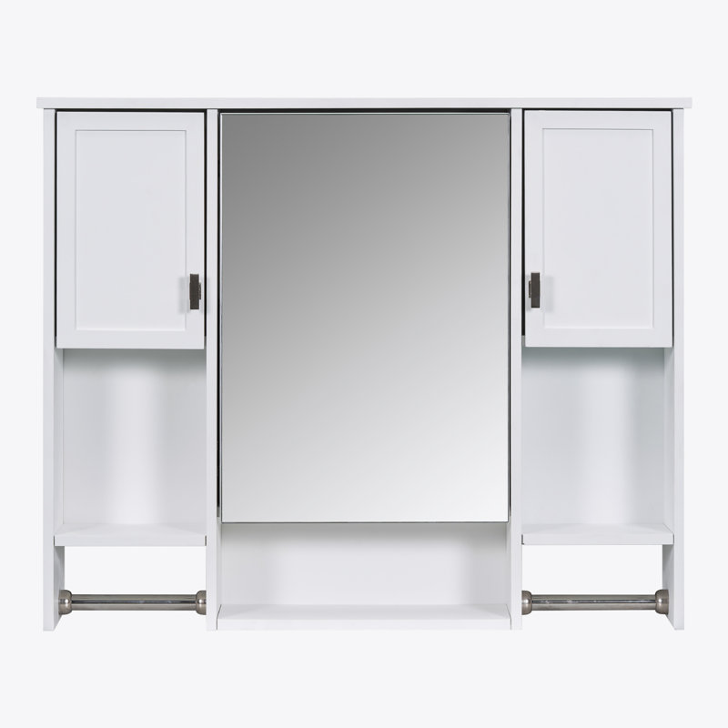 35'' x 28'' Wall Mounted Bathroom Storage Cabinet with Mirror, White