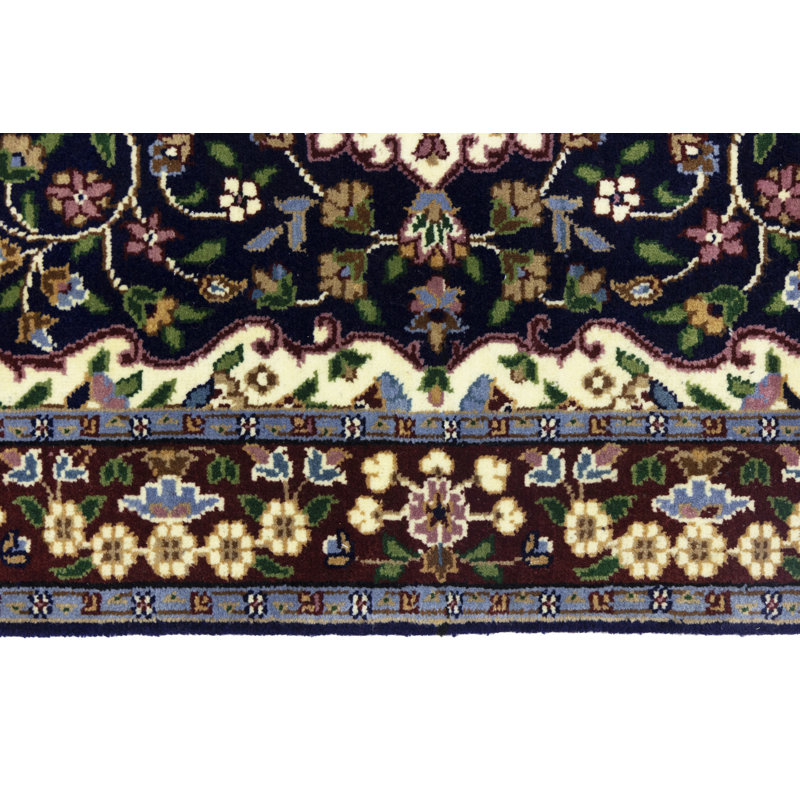 Tapis floral crème en laine noué à la main, Rectangle 2 pi 8 po x 4 pi 1 po