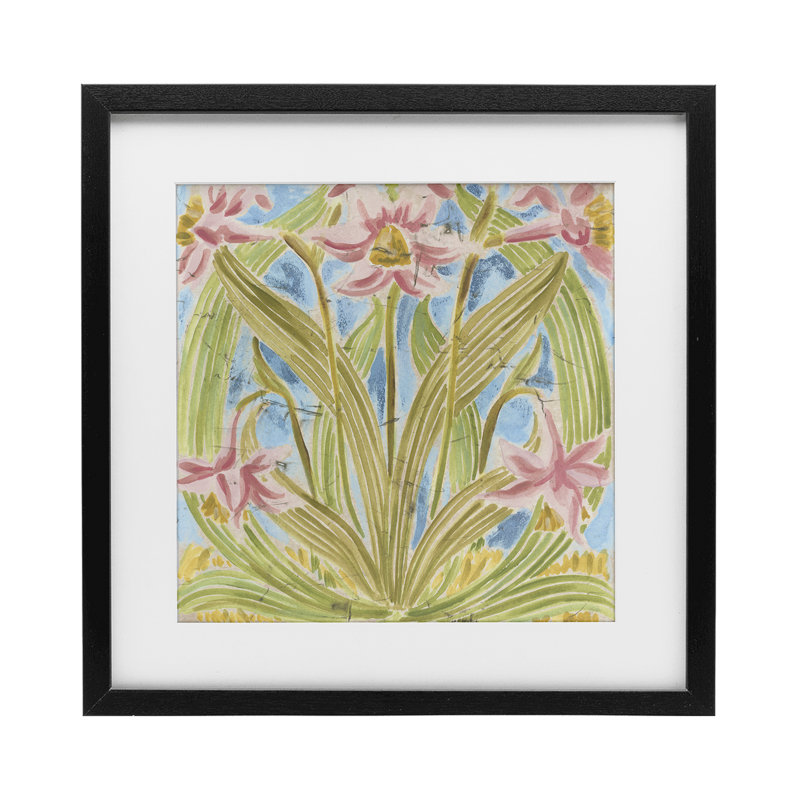 «Botanical Palau Tiles», reproduction sous verre encadrée, design par June Erica Vess, H 16 po x l 16 po, Cadre noir minuit