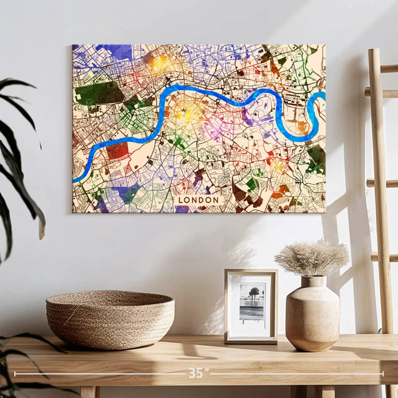 Aliaz Vibrant London Map, 16" H x 24" W
