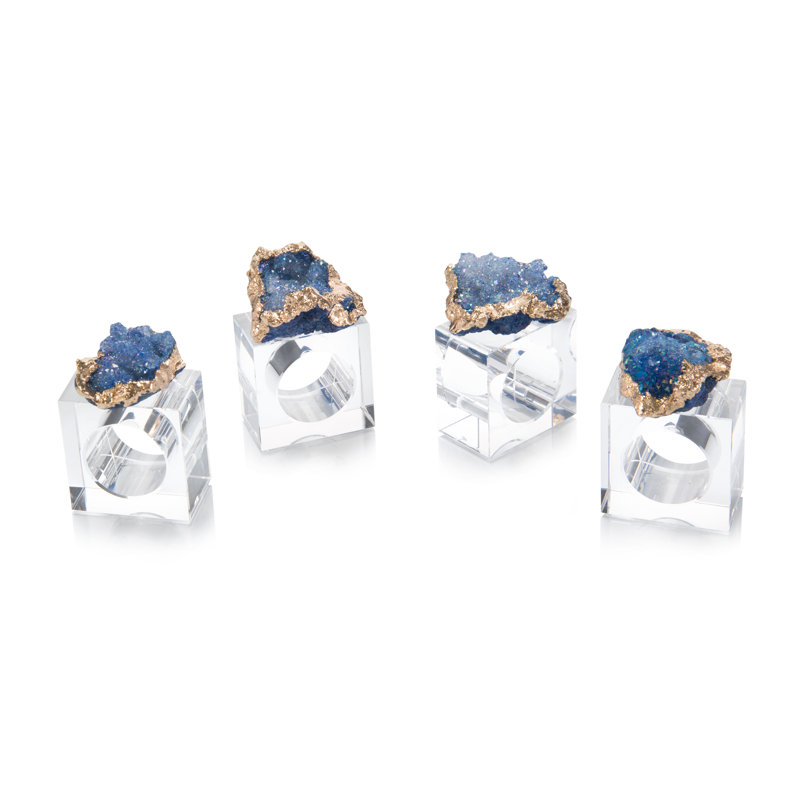 Geode Napkin Ring, Blue/Gold
