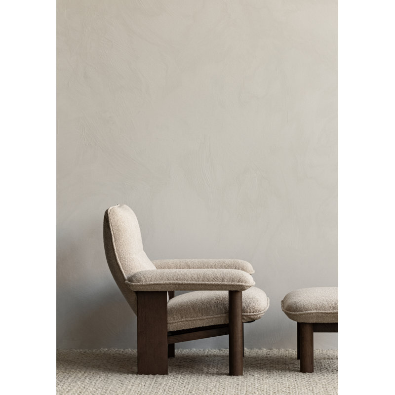 Brasilia Ottoman, Dunes 21004 Camel Genuine Leather, Natural Oak