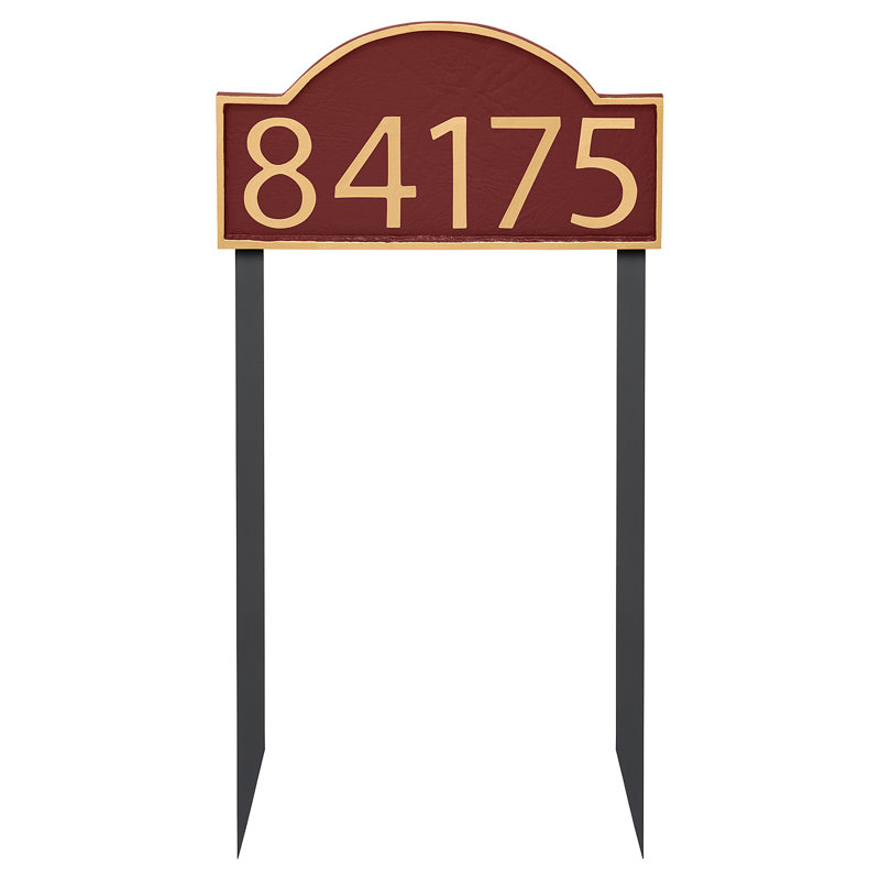 Plaque d'adresse pelouse douce 1 ligne, Or, Rouge, Oui