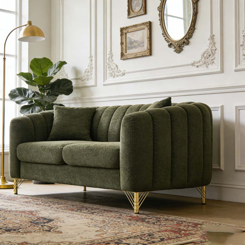Canapé 63 po en chenille, H 30 po x l 63 po x P 33,5 po, 2, Vert