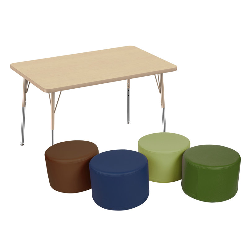 Ensemble de table et chaises rectangulaires à hauteur réglable T-Mould, H 31,5 po x L 48 po x l 30 po, Gris / rouge