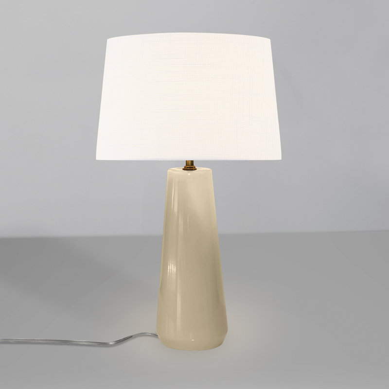 Luminance - Lampe portative en céramique Spire - Tissu - Craquelé, Vanille, Blanc
