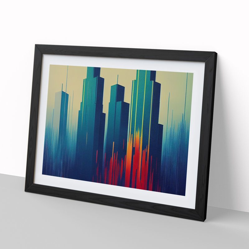 City Skyline Splash Vol.6 Abstract - Single Picture Frame Print, Black Framed, 46cm H x 64cm W x 2cm D