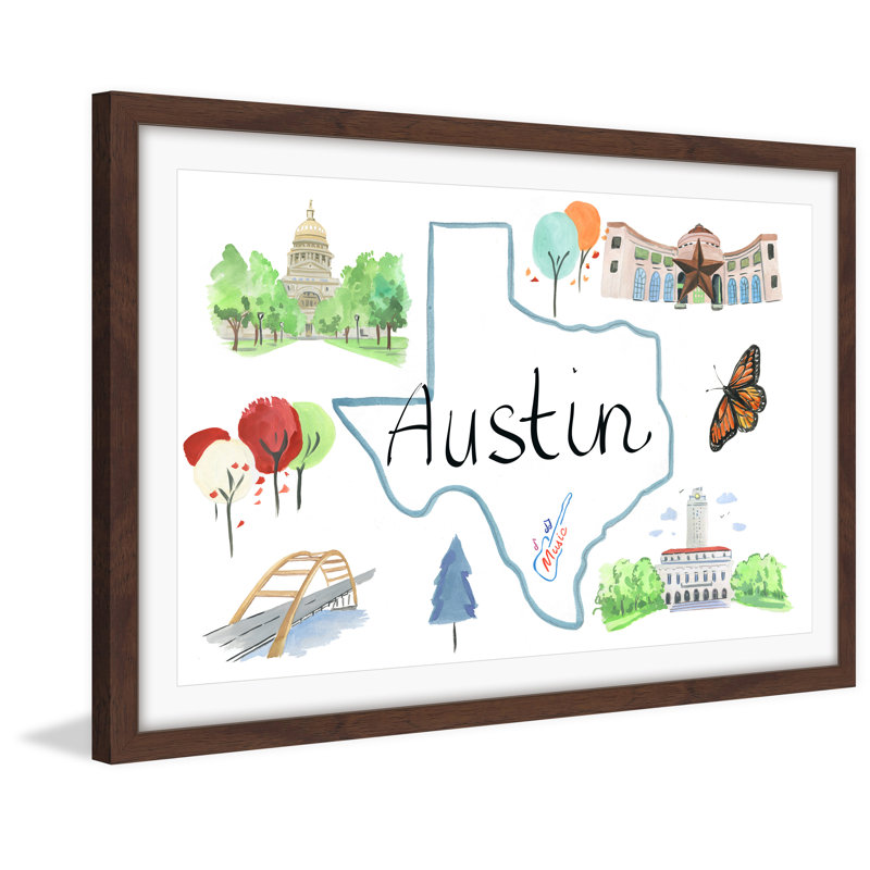 « austin sites », reproduction d’art encadrée, H 12 po x l 18 po x P 1,5 po
