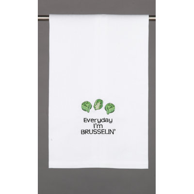 Everyday I'm Brusselin Embroidered Cotton Tea Towel