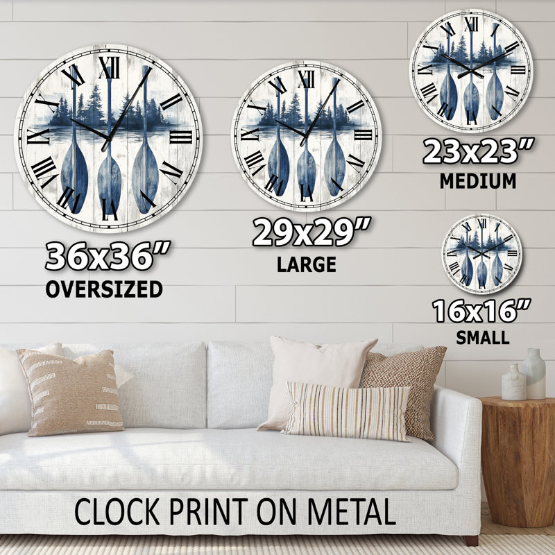 The Blue Moose - Oars - Oversized Cottage Wall Clock, Oversized